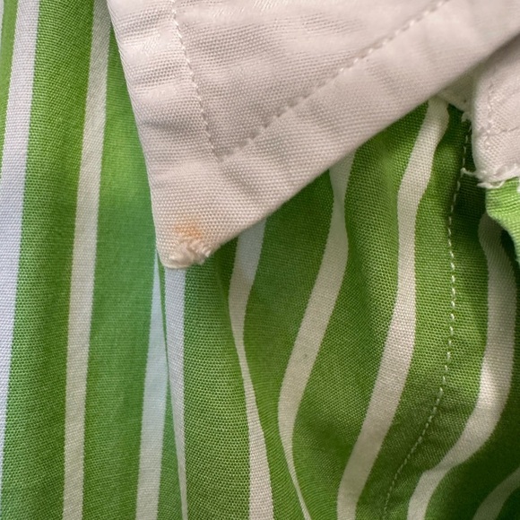 VTG Ralph Lauren Women’s Button Down Lime Green White Stripe Size 6 Pink Logo - Picture 9 of 9
